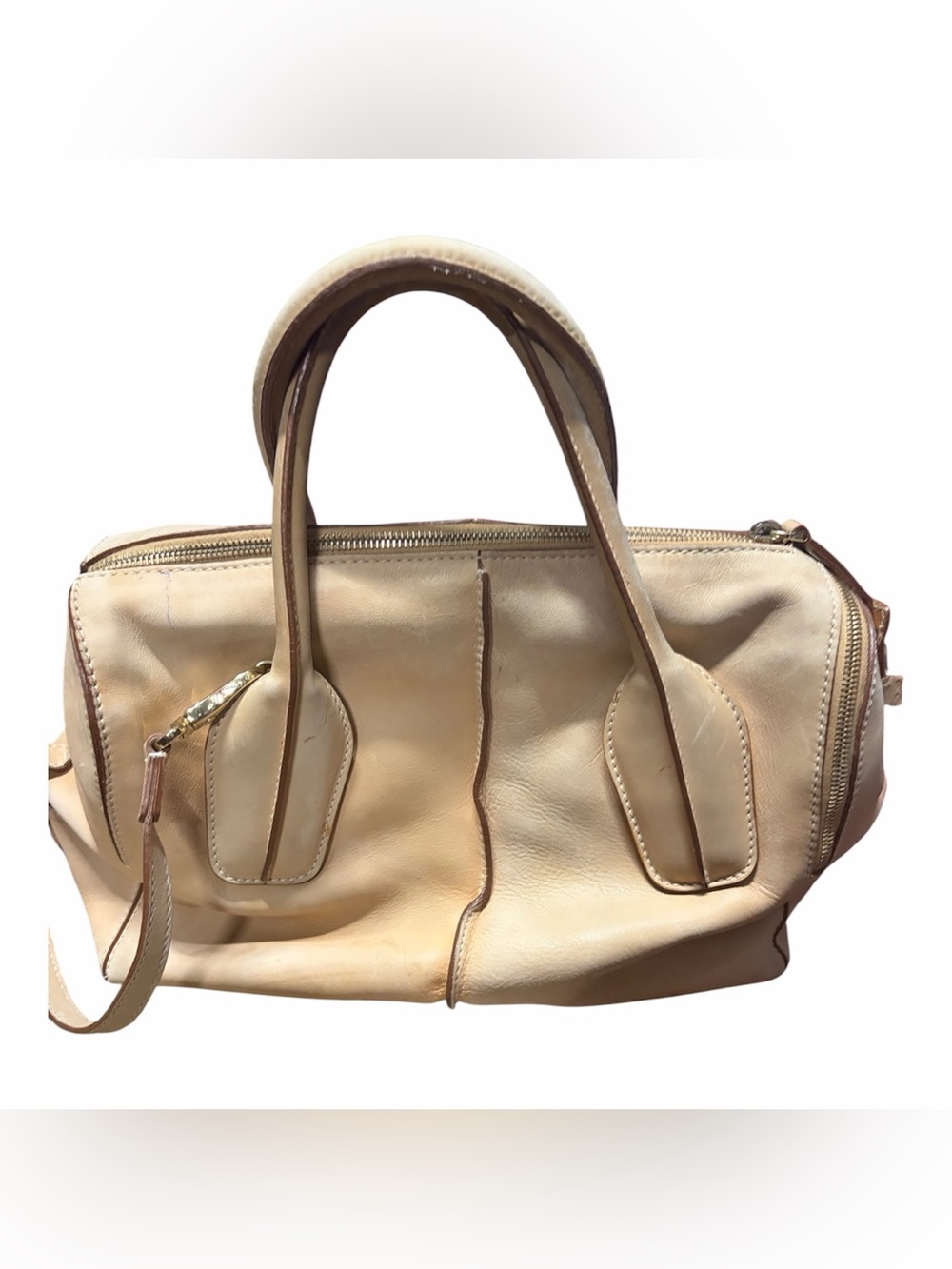 Tods Women's Cream Leather Satchel Handbag